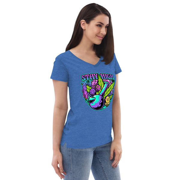 Stay High recycled v-neck t-shirt