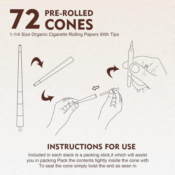 1-1/4  Slow Burning Pre Rolled Paper Cones