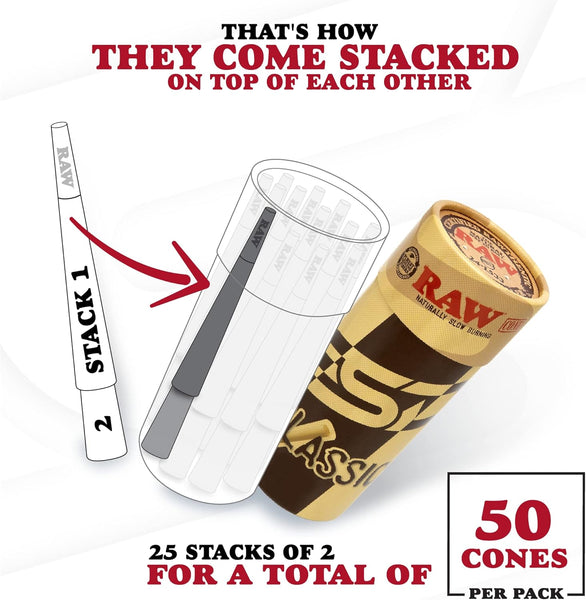 RAW Cones Classic 1-1/4 Size - 50 Pack (9513)