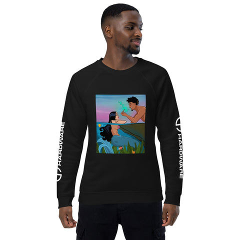 Mermaid and Seaweed Unisex organic raglan sweatshirt